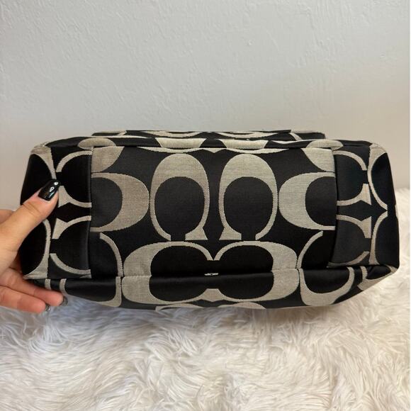 COACH Black Gray Kristin Signature Satchel Shoulder Bag - Picture 3 of 10